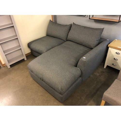 1303 - A grey upholstered corner chaise sofa