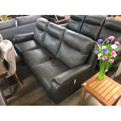 1305 - A Barrett three seater leather power reclining sofa (small tears to rear, scuffed, missing bolts)(31... 