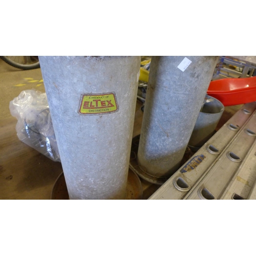 2425 - 2 x Eltex chicken feeders with small Eletex chicken feeder