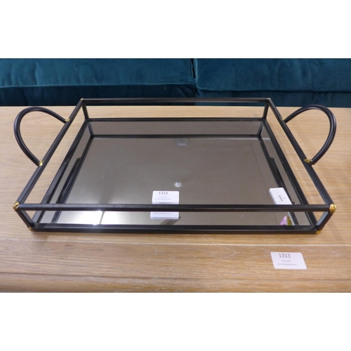 1315 - A rectangular black mirrored serving tray, 40 x 24cm (190014C215)   #