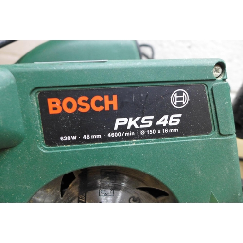 2005 - Bosch POF1200 AE 240v router & Bosch PK546 620w circular saw - both W