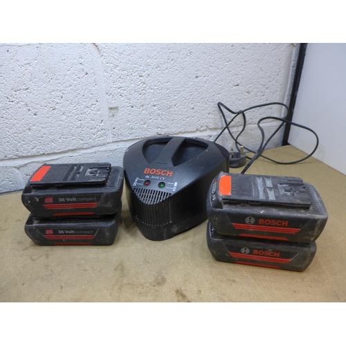 2043 - Bosch charger A1 36040CV with 4 batteries