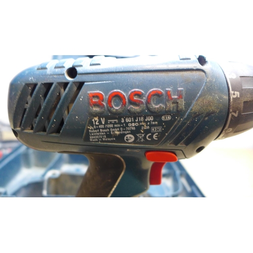 2058 - Bosch cordless drill, 4 batteries & charger GSR 12-2 - W