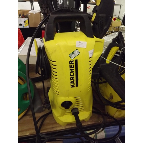 2421 - Karcher jet washer with hose, lances & pistol