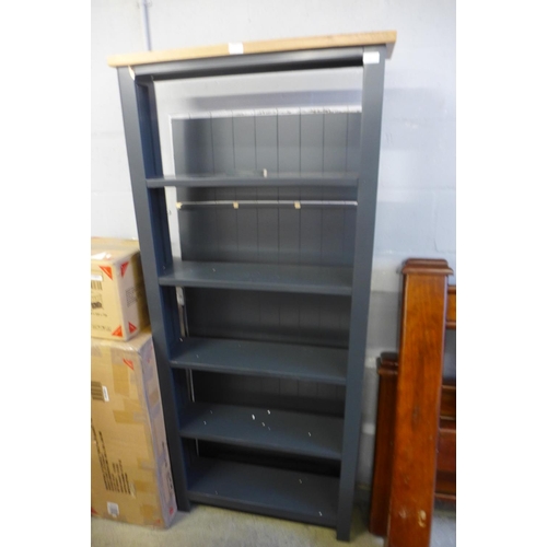 1998 - A Salisbury blue painted oak large bookcase - damaged * this lot is subject to VAT