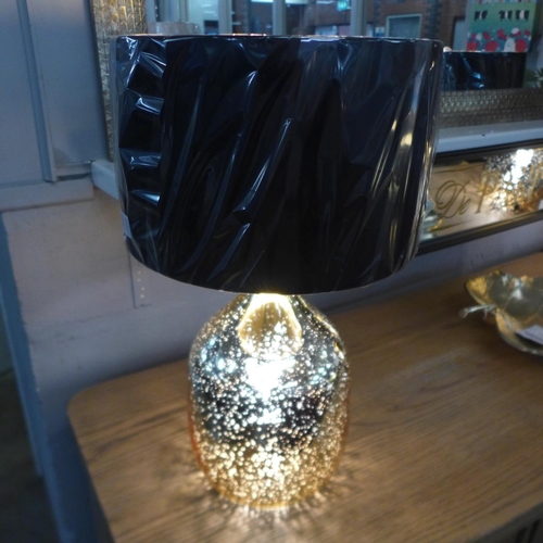 1315 - A champagne gold glass dual light lamp with black velvet shade, H50cms (30718C37)   #