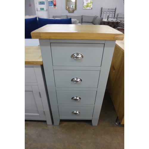 1372 - A Hampshire grey painted oak four drawer tallboy - crack to side * this lot is subject to VAT