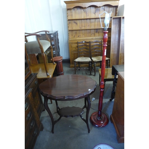 207 - An Edward VII mahogany occasional table and a mahogany standard lamp