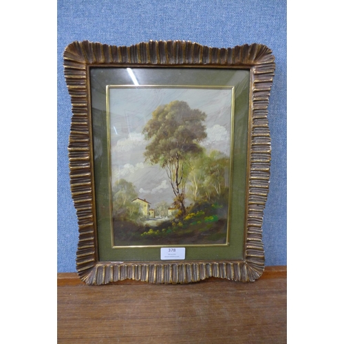 288 - Italian School, landscape, oil, indistinctly signed, framed