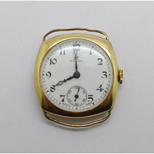 1011 - A gold plated Omega wristwatch, 29mm case, case a/f