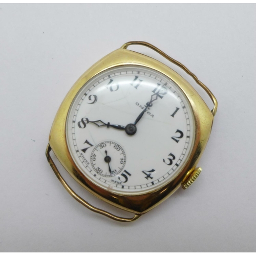 1011 - A gold plated Omega wristwatch, 29mm case, case a/f