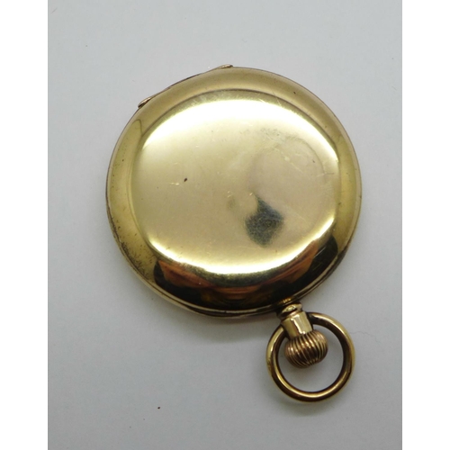 1014 - A Waltham half hunter pocket watch, lacking glass