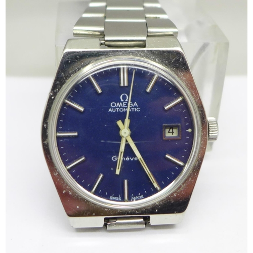 1016 - An Omega Geneve automatic wristwatch with date, 1660099, calibre 1481, Omega bracelet strap