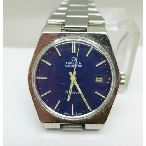 1016 - An Omega Geneve automatic wristwatch with date, 1660099, calibre 1481, Omega bracelet strap