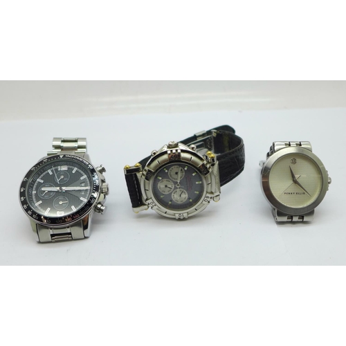 1021 - Three gentleman's wristwatches, Krug-Baumen, Lige and Perry Ellis