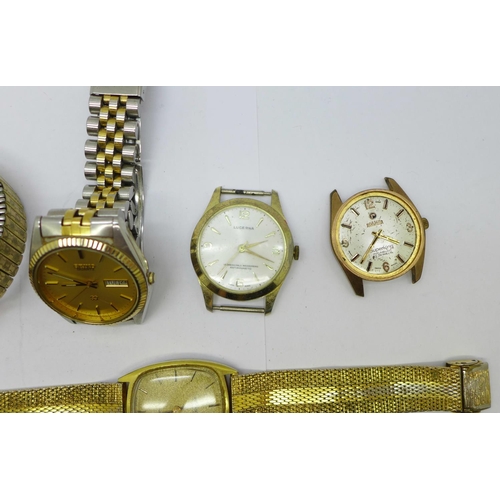 1036 - Five wristwatches, Seiko quartz, Tegra automatic, Ingersoll, Roamer a/f and Lucerna