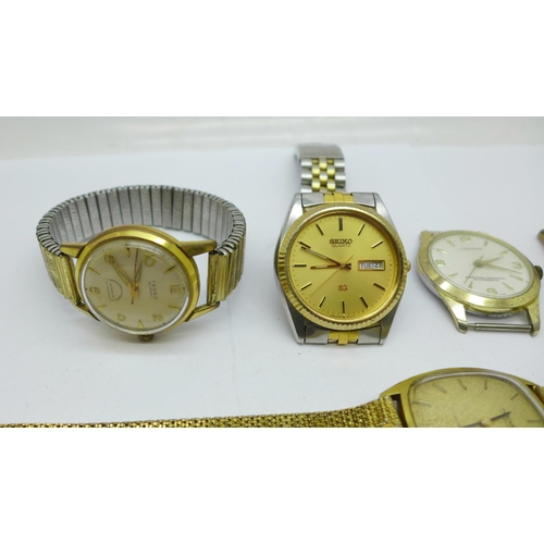 1036 - Five wristwatches, Seiko quartz, Tegra automatic, Ingersoll, Roamer a/f and Lucerna