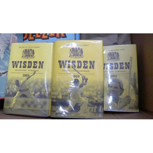 1066 - A box of books including Wisdens Cricket Alamanac and children's annuals **PLEASE NOTE THIS LOT IS N... 