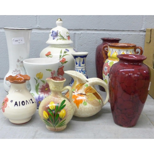 1074 - A Radford vase, a Bewley jug and other china **PLEASE NOTE THIS LOT IS NOT ELIGIBLE FOR POSTING AND ... 