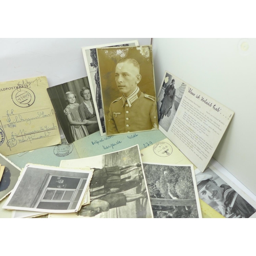 638 - Twenty-six WWII German photographs and twenty-five postcards, six letters and two Osterkommunion car... 