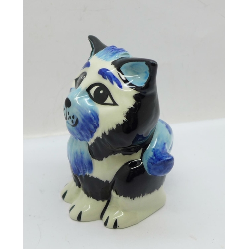 649 - A Lorna Bailey ‘Marvin the Cat, 10cms, (the only one produced with this colour combination), signed ... 