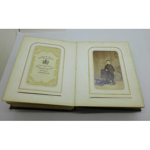 652 - A Victorian carte de visite photograph album, (42)