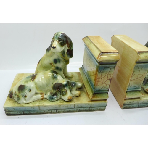 670 - A pair of Marutomo Ware china Spaniel book ends