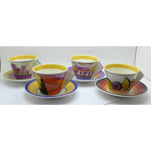 678 - Eight Wedgwood Bradford Exchange Taking Tea with Clarice; Clarice Cliff cups and saucers, Centenary ... 