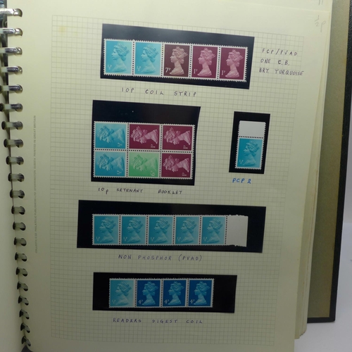 679 - Stamps; GB unmounted mint Machins in album with coils and many booklet panes along with individual s... 