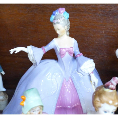 686 - A Nao figure, half dolls, other figures and a Franklin Porcelain Marianne the Minuet