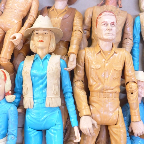 693 - Ten 1960's Marx Johnny West Adventure Series family figures