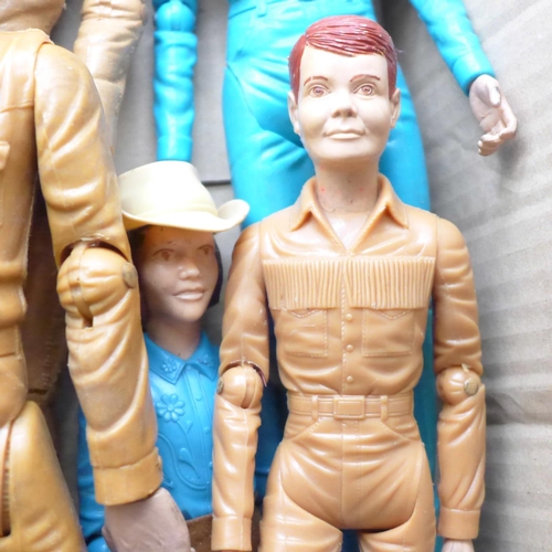 693 - Ten 1960's Marx Johnny West Adventure Series family figures