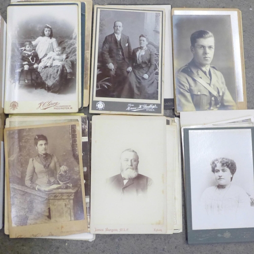 698 - A box of over 100 Victorian cabinet photographs