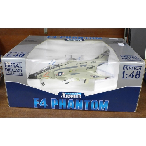 712 - A 1:48 scale metal F4 Phantom jet aircraft by Collection Armour, boxed