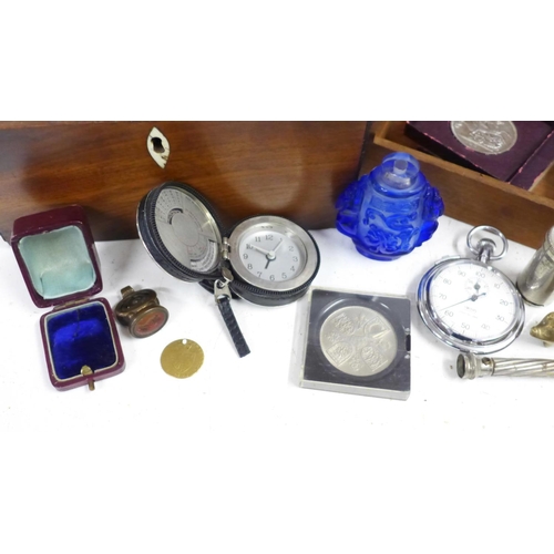 721 - Assorted items including a 19th Century portrait seal fob and a Smiths stop watch