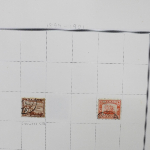 722 - Stamps; two albums with late 19th Century and later Maltese stamps and others