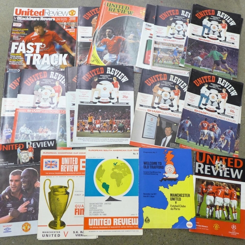 734 - Football programmes; Manchester United home programmes from the 1960's onwards, includes European/So... 