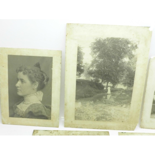 736 - Five Victorian and Edwardian opaque glass photographs