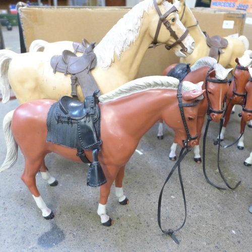 761 - Eight 1960's Marx Johnny West Adventure Series horses