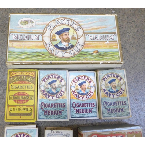 778 - Assorted early/mid 20th Century cigarette and tobacco boxes including Players, all empty