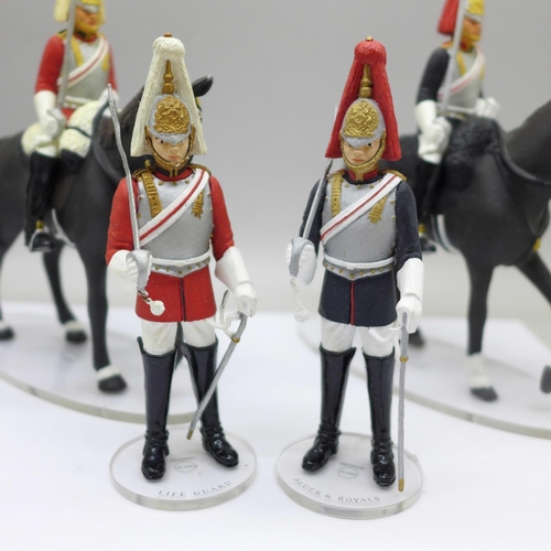 787 - Five metal Corgi Icon series military parade cavalrymen