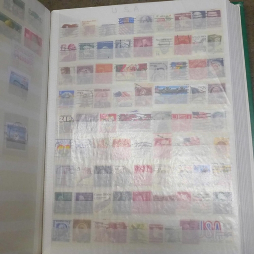 788 - Stamps; a box containing four albums of stamps, a Commonwealth catalogue and a boxed SG Simplex albu... 