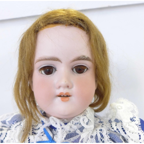 806 - A German Armand Marseille bisque head doll, fixed brown eyes, 390 A5M identification mark, c1915-192... 