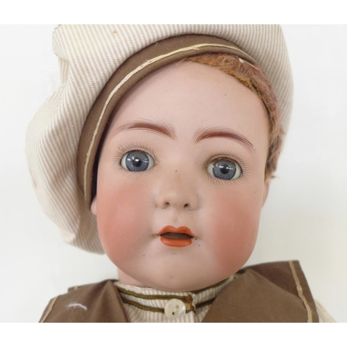 811 - A German Franz Schmidt Simon & Halbig doll with blue sleep eyes, 55 identification mark, circa 1890-... 