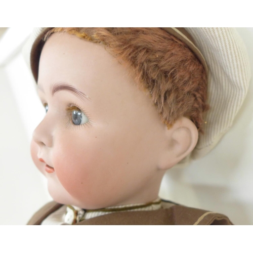 811 - A German Franz Schmidt Simon & Halbig doll with blue sleep eyes, 55 identification mark, circa 1890-... 