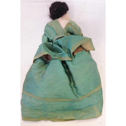 818 - A French wax boudoir doll with bisque arms, circa 1920's, 34cm