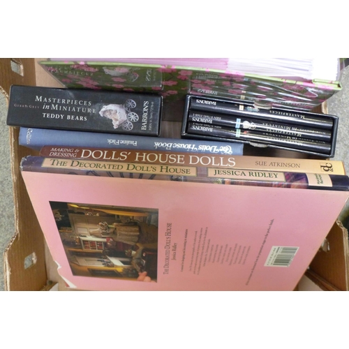 845 - A box of books on dolls houses and dolls house furniture