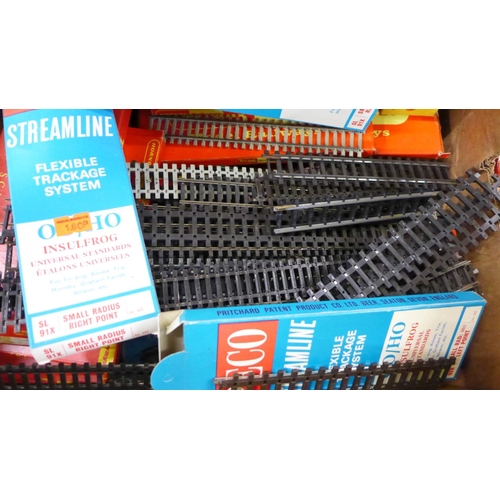 848 - A box of model rail track including Peco and Tri-ang