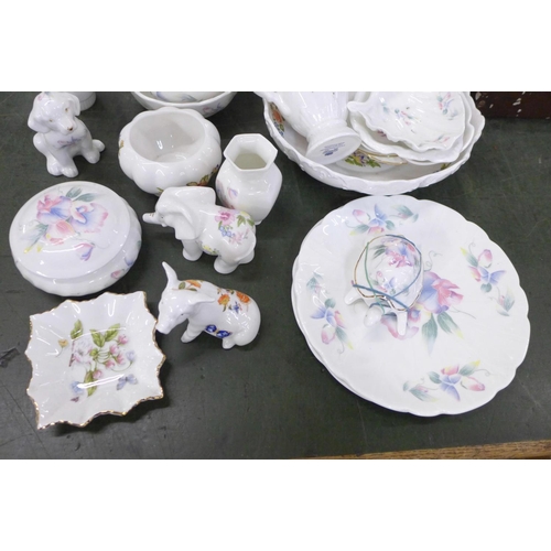 849 - A collection of Aynsley china including a table lamp base, a vase, three photograph frames, etc.