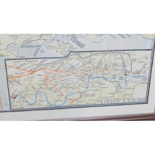 880 - A framed map, Great Western Railway